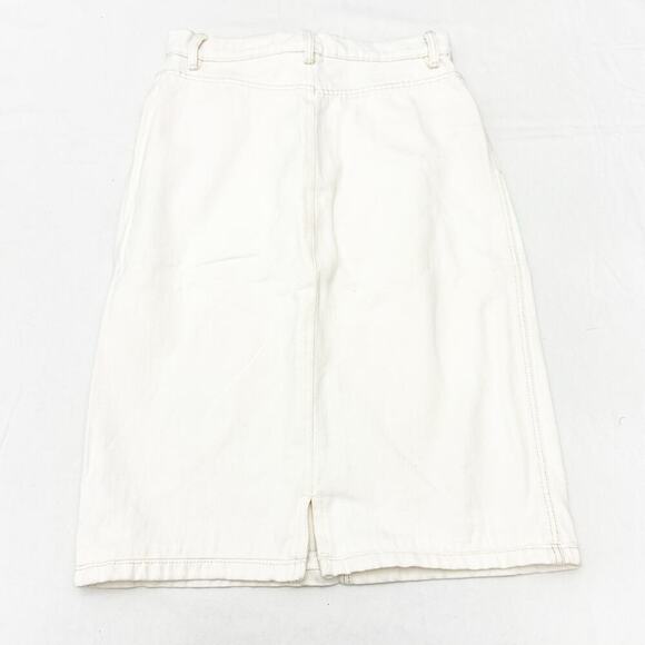 Zara Off White Midi Length Below The Knee Denim Jean Skirt Cream Size L - Picture 3 of 4